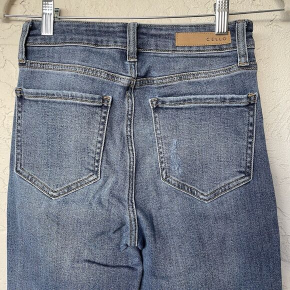 Cello Women’s Flare Denim Jeans Slit Leg Size 3 Blue - Picture 8 of 13